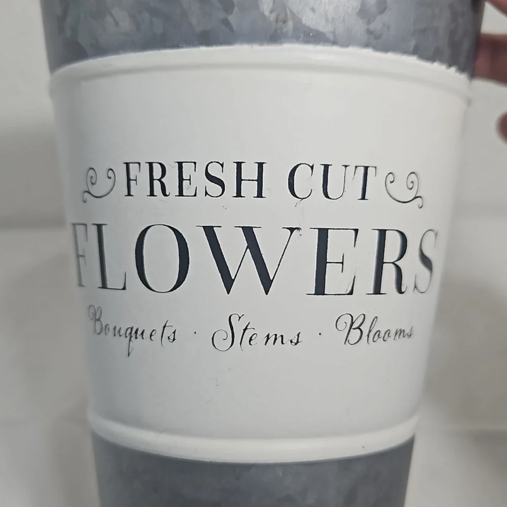 fresh cut flowers bouquets stems blooms tin flower pot in french country